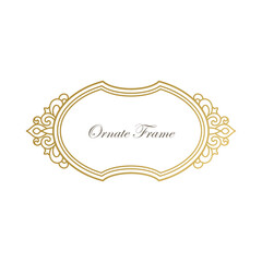 Ornamental frame in Victorian style. This ornate gold frame is perfect for use in wedding stationery designs, personal branding, greeting card, packaging and more.