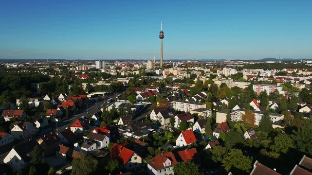 Aerial view of R&ouml;thenbach Ost in Nuremberg-West, Germany.