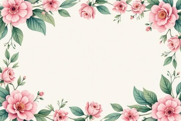 Fototapeta premium Subtle pastel floral design with repeating leaf motifs ideal for social media posts , plant, subtle, blossom