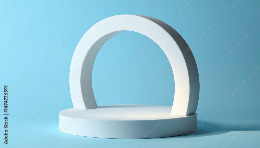 Poster showcase event of modern design minimalist studio 3d render display blue background side view artist