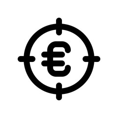 Euro Currency Symbol in Crosshair Target Icon for Financial Focus