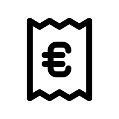 Receipt Icon Featuring a Euro Symbol in Bold Minimalistic Design