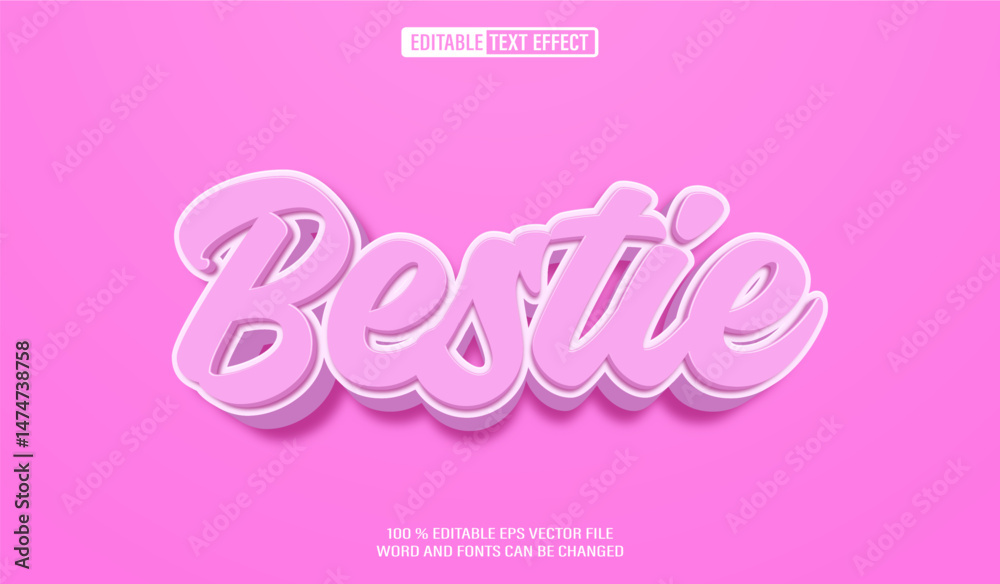 Fototapete editable 3d text style effect - best friends text effect template