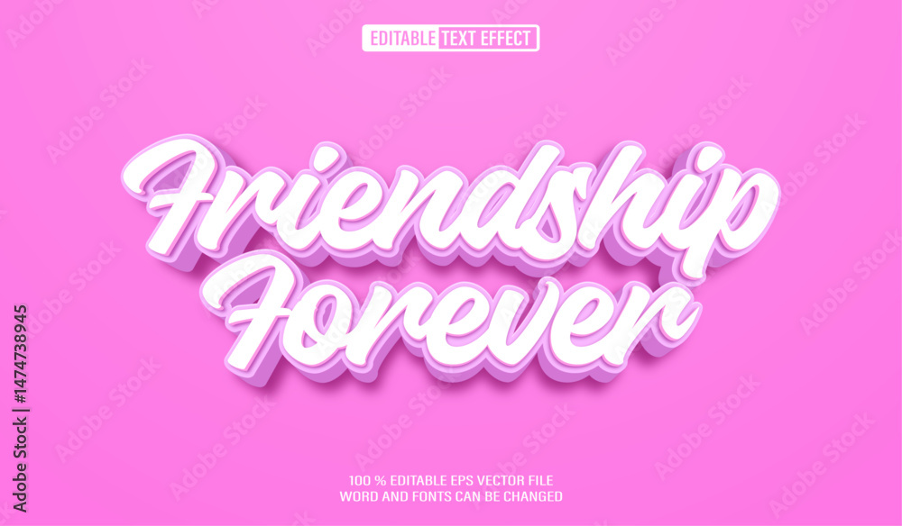Fototapete editable 3d text style effect - friendship text effect template