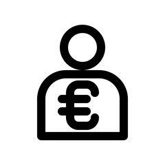 Minimalistic Icon Depicting Financial User with Euro Currency Symbol
