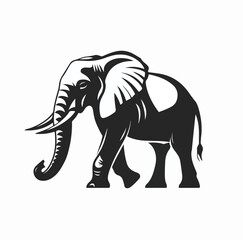 Monochrome Elephant Art, Simple Vector Graphic