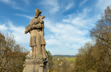 Town of Rottweil Baden Wurttemberg Germany.  Religious statue of limestone.