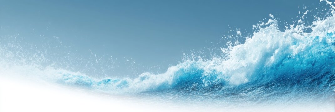 Ocean Wave Illustration Flowing Into a Solid Banner Zone With Vibrant Blue Hues and Dynamic Energy Suitable for Various Creative Applications - Powered by Adobe