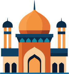 Modern Islamic Flat Mosque Illustration ,Clean Vector Design, Islamic Architecture Vector Art