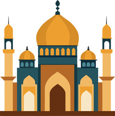 Modern Islamic Flat Mosque Illustration ,Clean Vector Design, Islamic Architecture Vector Art