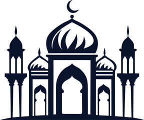 Modern Islamic Flat Mosque Illustration ,Clean Vector Design, Islamic Architecture Vector Art