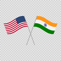 USA and India flags. Vector illustration