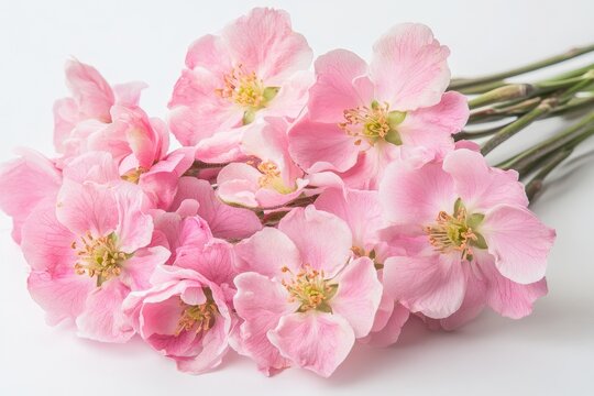 Delicate pink blossoms clustered together, soft petals, gentle spring bouquet,  light and airy - Powered by Adobe