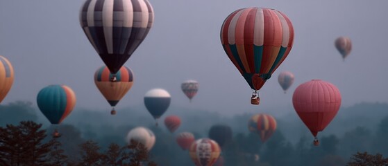 Obraz premium A young girl gazes at the vibrant hot air balloons filling the sky, her eyes wide with awe and wonder.