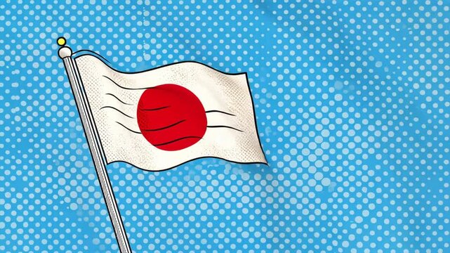 Japanese flag in pop art style, bold and vibrant design, cultural pride, modern art, gion matsuri, kanda matsuri, bonn festival, japan flags
