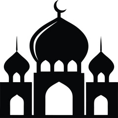 Modern Islamic Flat Mosque Illustration ,Clean Vector Design, Islamic Architecture Vector Art