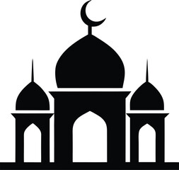 Modern Islamic Flat Mosque Illustration ,Clean Vector Design, Islamic Architecture Vector Art
