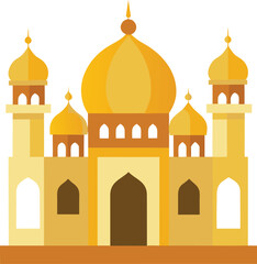 Modern Islamic Flat Mosque Illustration ,Clean Vector Design, Islamic Architecture Vector Art