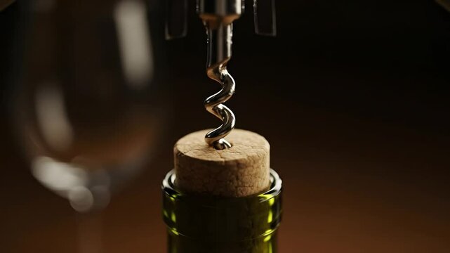 Opening wine bottle with corkscrew close up for wine lovers and enthusiasts 4k video