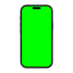 Smartphone Front View with Green Screen Mockup Vector