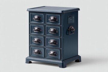 Stylish blue storage cabinet with multiple drawers for home organization in modern decor