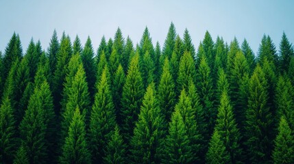 Fototapeta premium Lush evergreen forest growth nature landscape tranquil environment aerial view eco awareness