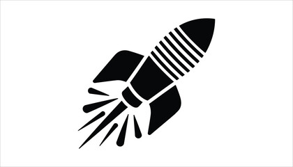 Rocket Icon with Firing Exhaust for Space Travel Concept

