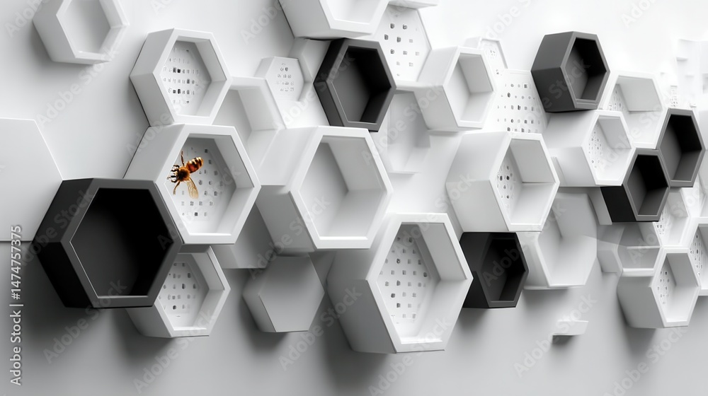 Poster vector banner design white background with hexagon pattern,stock photo