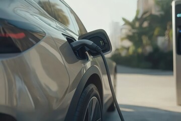 Electric vehicle charging at a station