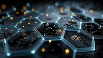 vector illustration gear wheel hexagons and circuit board hi tech digital technology and engineering digital telecom technology concept abstract futuristic on light blue colo.stock image