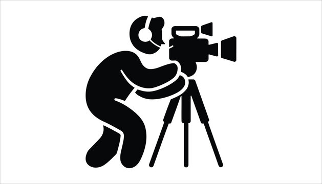 Videographer with Camera on Tripod Recording Action Silhouette