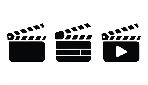 Movie Clapperboard Icon Set for Film Production, Video Editing, and Cinematic Projects