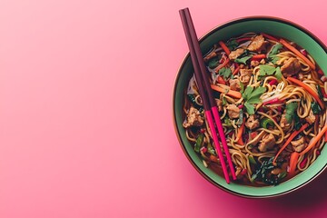 Asian noodles with vegetables and protein