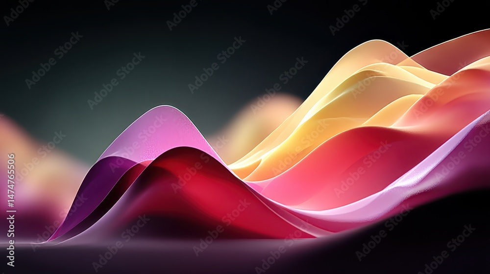 Poster wavy shape with soft gradient smooth colorful background generative ai