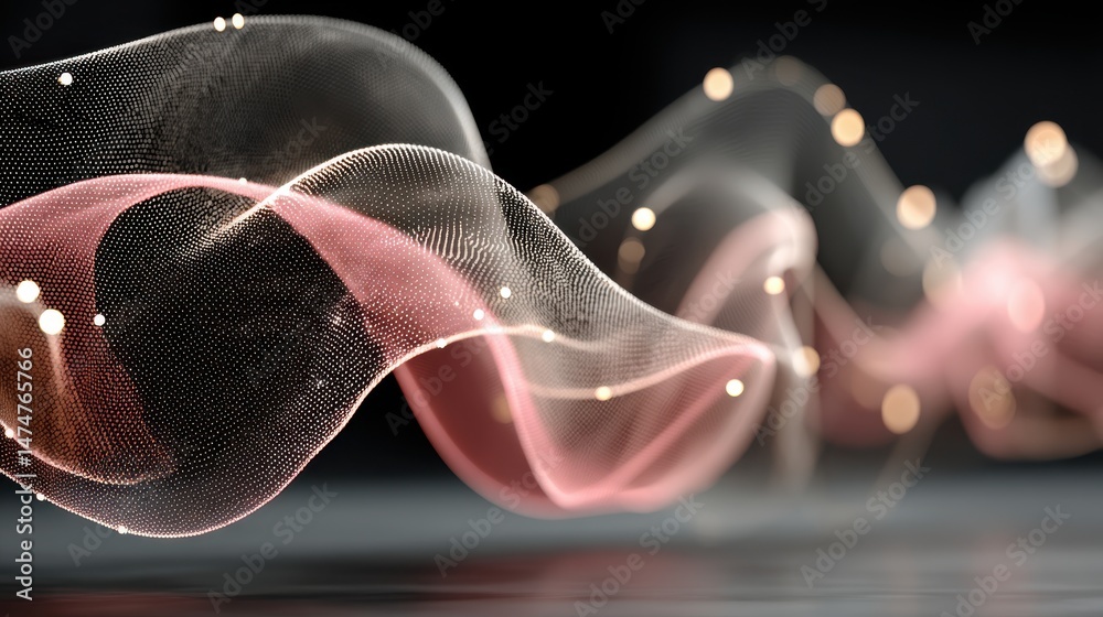 Poster wavy splines 3d render technology background design