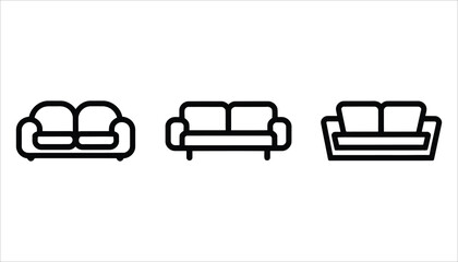 Obraz premium Black Couch Icons Isolated on White. Home Furniture Vector Design.