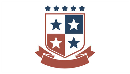 Shield Icon with Stars and Ribbon for Emblems, Crests, and Heraldry Designs