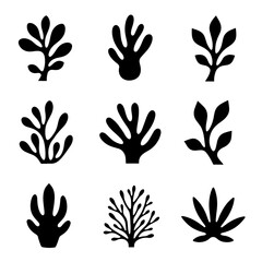 Grass silhouette set in white background