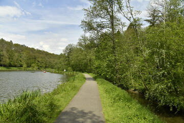 Chemin faisant le tour du lac principal en pleine forêt au domaine provincial de Chevetogne à Ciney (Dinant)