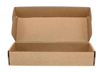 Empty open cardboard box on a white background. Package. Isolate paper boxes