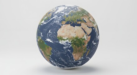 Fototapeta premium Earth Globe Showing Continents and Oceans on White Background