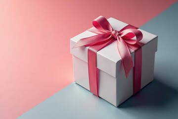 Obraz premium Elegant gift box with a satin ribbon, ready for presentation , high-quality, tied, premium