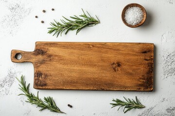 Rustic wooden cutting board with herbs and spices (1)