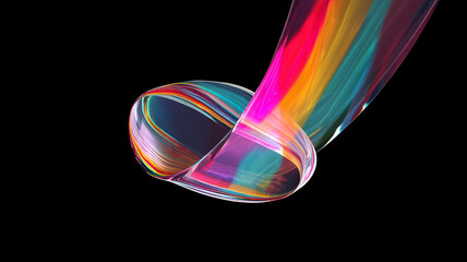 vibrant swirl of colorful light creates dynamic visual effect against black background, fluid motion and energy. interplay of colors evokes sense of creativity and innovation