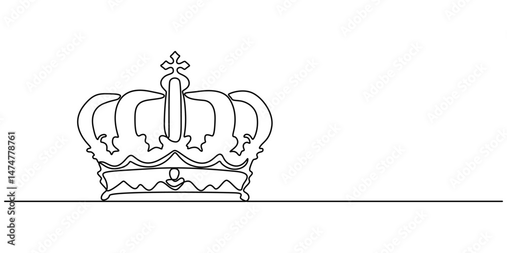 Aufkleber Continuous one line drawing of a royal crown with minimalist design and elegant single line contour, king crown vector, Continuous One line drawing of Crown. Representing monarchy with a basic crown.