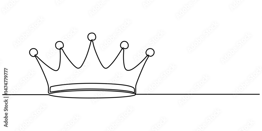 Aufkleber Continuous one line drawing of a royal crown with minimalist design and elegant single line contour, king crown vector, Continuous One line drawing of Crown. Representing monarchy with a basic crown.