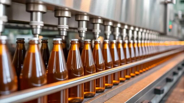 Automated Bottling Line Production High-Quality Beverage Manufacturing Factory Industrial Process