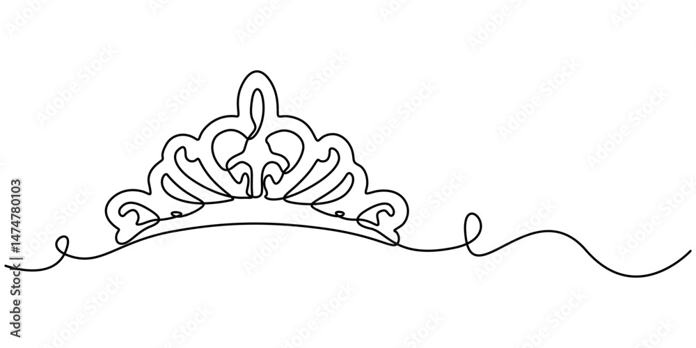 Aufkleber Continuous one line drawing of a royal crown with minimalist design and elegant single line contour, king crown vector, Continuous One line drawing of Crown. Representing monarchy with a basic crown.