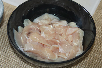 Minced meat in a bowl. Raw ingredients for cooking