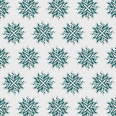 Teal Floral Pattern on Grey Background